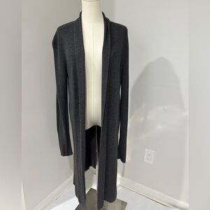 Leith Grey Heather Longline Open-Front Cardigan